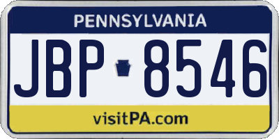PA license plate JBP8546