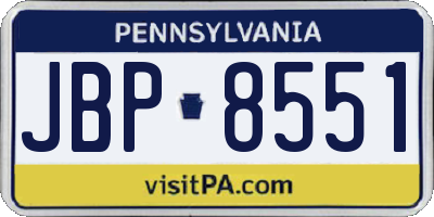 PA license plate JBP8551