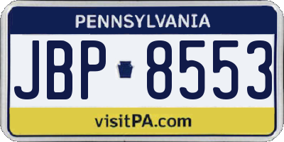 PA license plate JBP8553