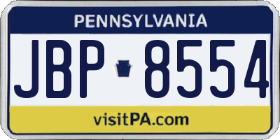 PA license plate JBP8554