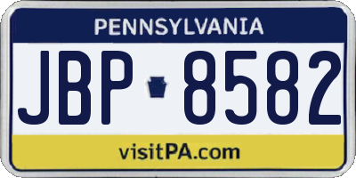 PA license plate JBP8582