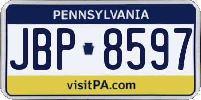 PA license plate JBP8597
