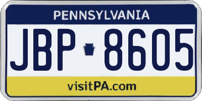 PA license plate JBP8605