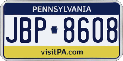 PA license plate JBP8608