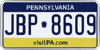PA license plate JBP8609
