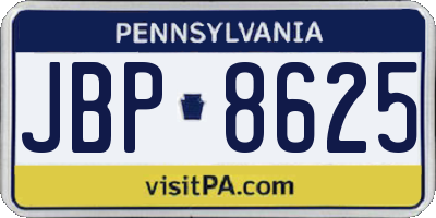 PA license plate JBP8625