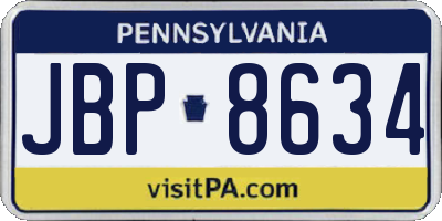 PA license plate JBP8634