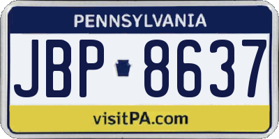 PA license plate JBP8637