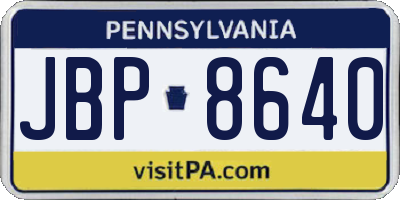 PA license plate JBP8640