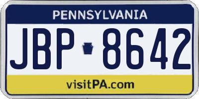 PA license plate JBP8642