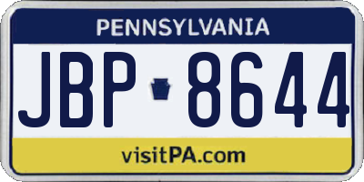 PA license plate JBP8644