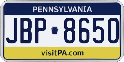 PA license plate JBP8650