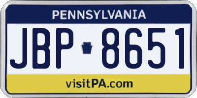 PA license plate JBP8651