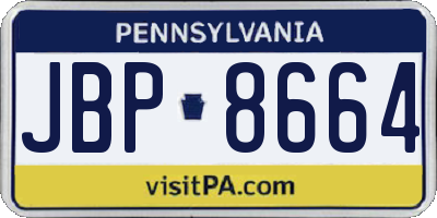 PA license plate JBP8664