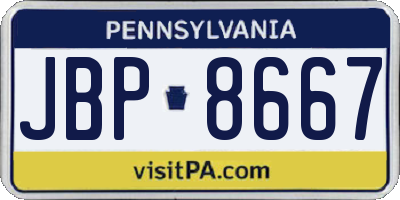 PA license plate JBP8667