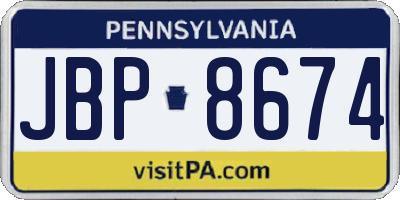 PA license plate JBP8674