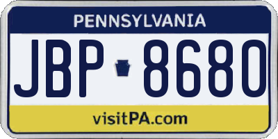 PA license plate JBP8680