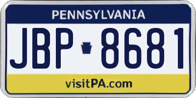 PA license plate JBP8681