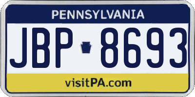 PA license plate JBP8693
