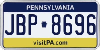 PA license plate JBP8696
