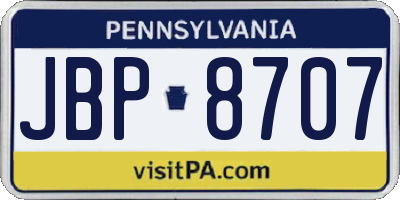 PA license plate JBP8707