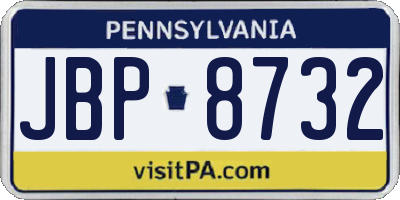 PA license plate JBP8732