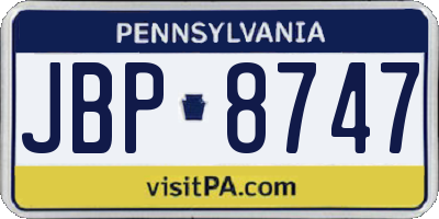 PA license plate JBP8747