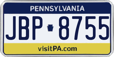 PA license plate JBP8755