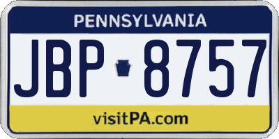 PA license plate JBP8757