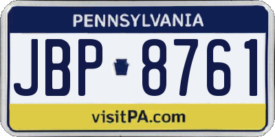 PA license plate JBP8761