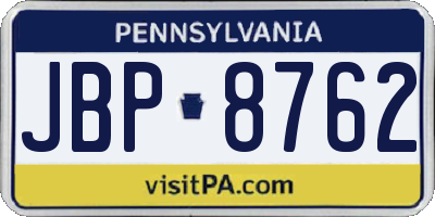PA license plate JBP8762