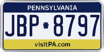 PA license plate JBP8797