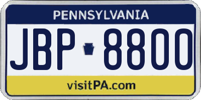 PA license plate JBP8800