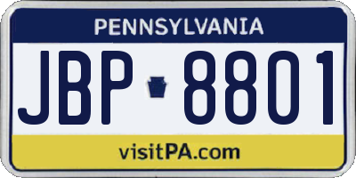 PA license plate JBP8801