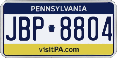 PA license plate JBP8804