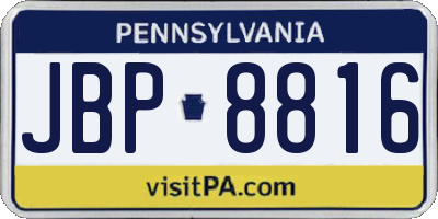 PA license plate JBP8816