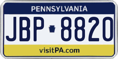 PA license plate JBP8820