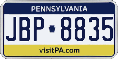 PA license plate JBP8835