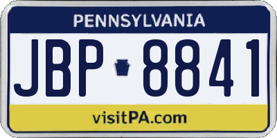 PA license plate JBP8841