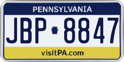 PA license plate JBP8847
