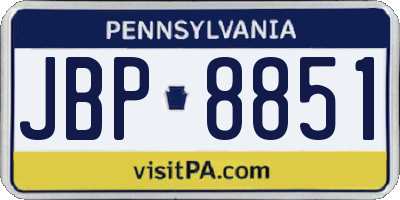 PA license plate JBP8851