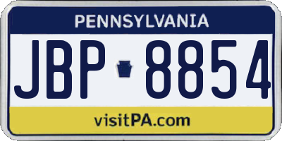 PA license plate JBP8854