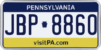 PA license plate JBP8860