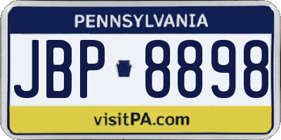 PA license plate JBP8898