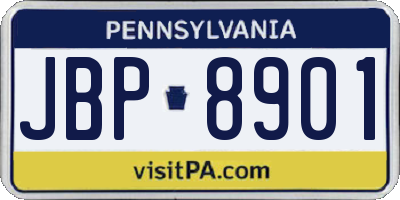 PA license plate JBP8901