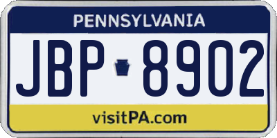 PA license plate JBP8902