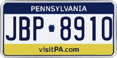PA license plate JBP8910