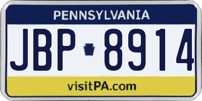 PA license plate JBP8914