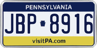 PA license plate JBP8916