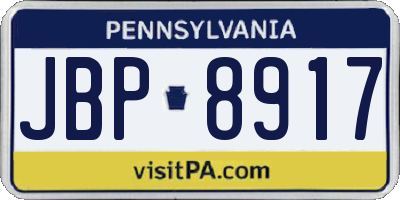 PA license plate JBP8917